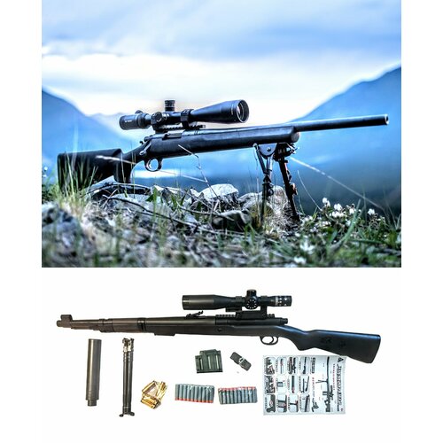 Детская снайперская винтовка М40 с прицелом и реалистично вылетающими гильзами на мягких пулях EWA игрушечная пневматическая снайперская винтовка m24