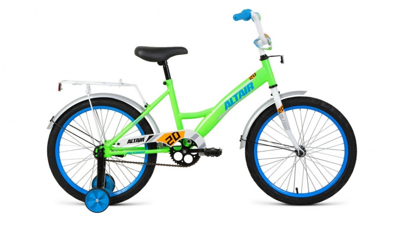 Велосипед ALTAIR KIDS 20 (20" 1 ск. рост. 13") 2022, ярко-зеленый/синий, IBK22AL20040