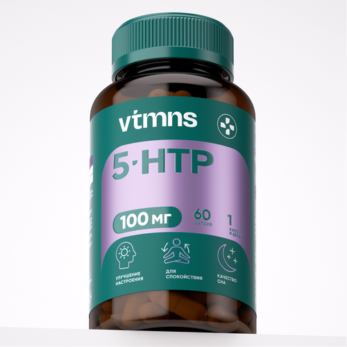 5 htp 100 мг / успокоительное для взрослых / триптофан, 60 капсул vtmns