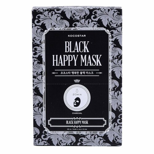 KOCOSTAR BLACK HAPPY MASK Тканевая маска для лица с углём 23мл