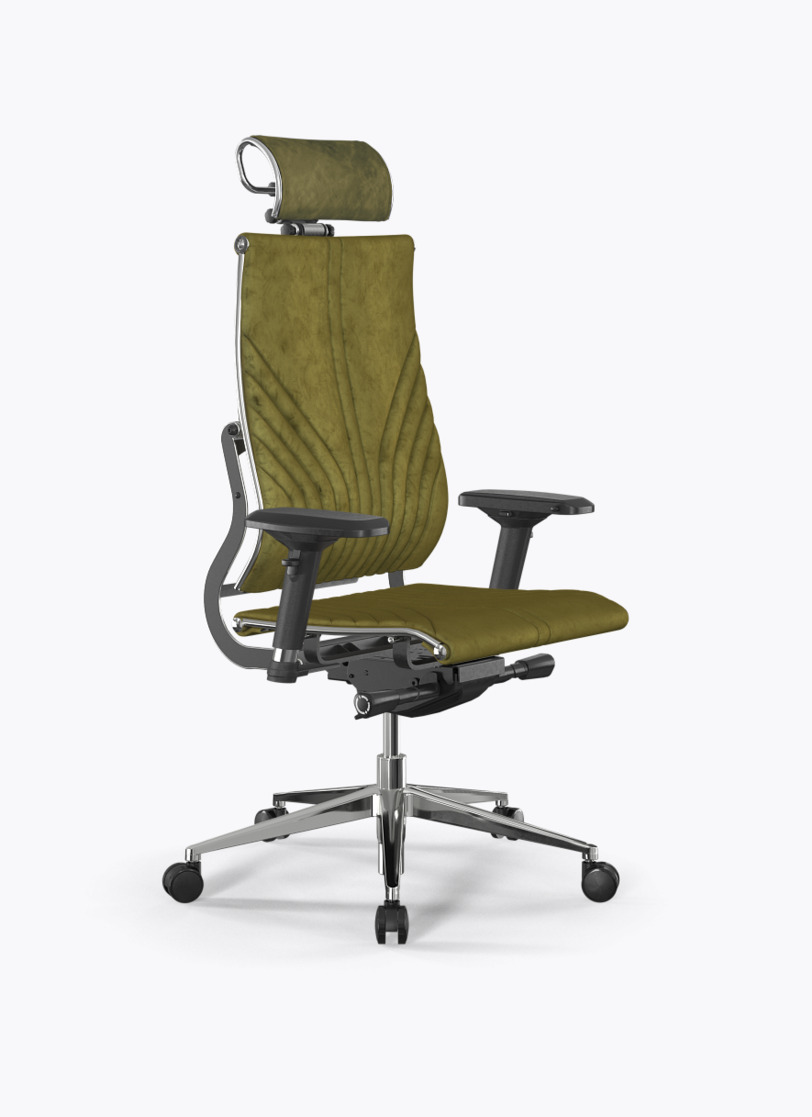 Кресло руководителя METTA Y 2DM B2-12D - Velour(GoyaLE) оливковый Kc31/Nc31/D04P/H2cV-3D/ Компьютерное кресло для директора, начальника, менеджера