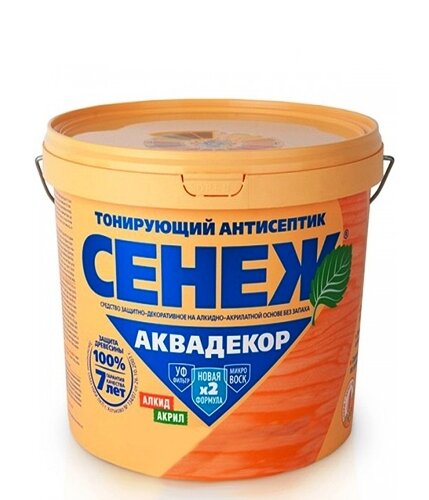 Сенеж декоративная пропитка Аквадекор X2, 0.9 кг, 0.9 л, 111 Тик
