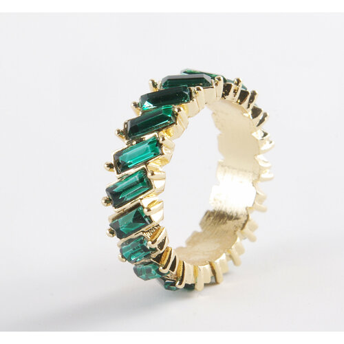 Кольцо, кристалл, размер 16, золотой, зеленый кольцо formygirl бижутерный сплав золочение бирюза размер 16 5 голубой