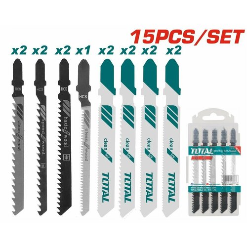 Набор пилок для лобзика 15 шт комбинированный HCS TOTAL TAC1501 819₽