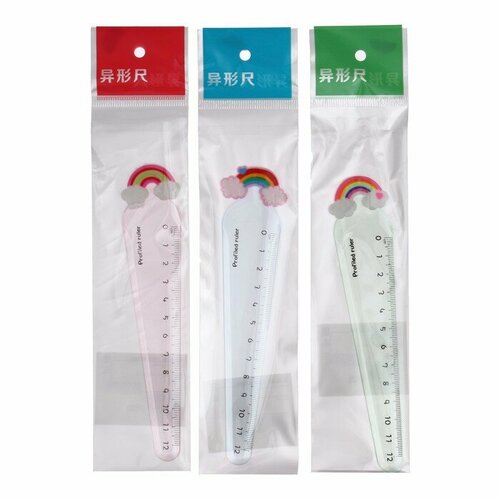 Линейка 12 см пластик Радуга микс 392₽