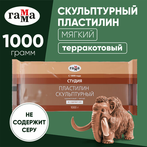 Пластилин ГАММА Студия мягкий терракотовый 1000 г (2.80.Е100.004.3) 1 цв.