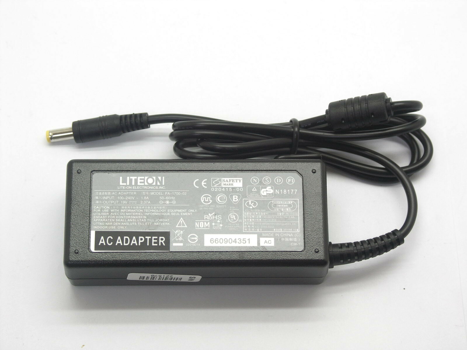 Блок питания для Acer 19V/2,37A 45W, разъем 5.5x1.7, с кабелем в розетку, ADP-AC-28