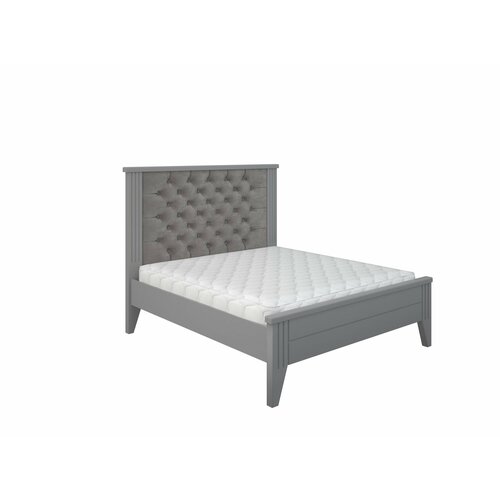 Кровать Верона 14 серый массив соснышпон дуба мягкое изголовье каретная стяжка для спальни 1510Х1250Х1040 боринское 30200₽