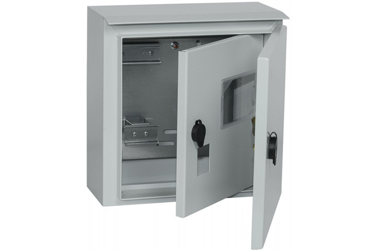 фото Щит металлический влагозащищенный ЩУ 1/1-1 74 У1 IP66, с внутр. дверью на 1-фаз счетчик, 310х300х150