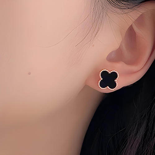 Серьги ROYAL JASMINE, славянский оберег, искусственный камень, размер 13 мм, черный в матовом золоте