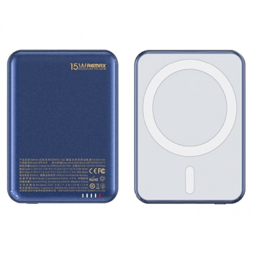 Внешний аккумулятор с Magsafe Remax RPP-509 5000mAh-синий внешний аккумулятор remax rpp 289 30000 мач белый