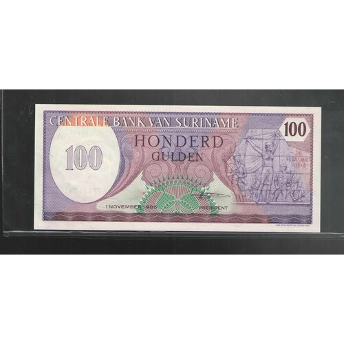 Банкнота Суринам 100 гульденов 1985 суринам 25 гульденов 1985 г
