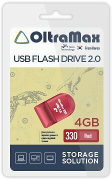 USB Flash накопитель OltraMax 4Gb OltraMax 330 Red (OM-4GB-330-Red)