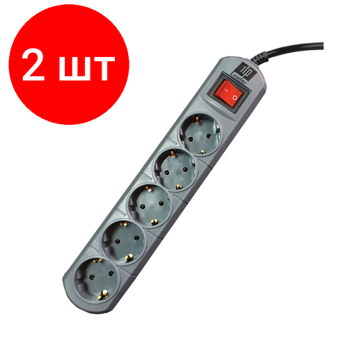 Комплект 2 штук, Сетевой фильтр ITP Leader (5/3м/10А/300Дж/серый)