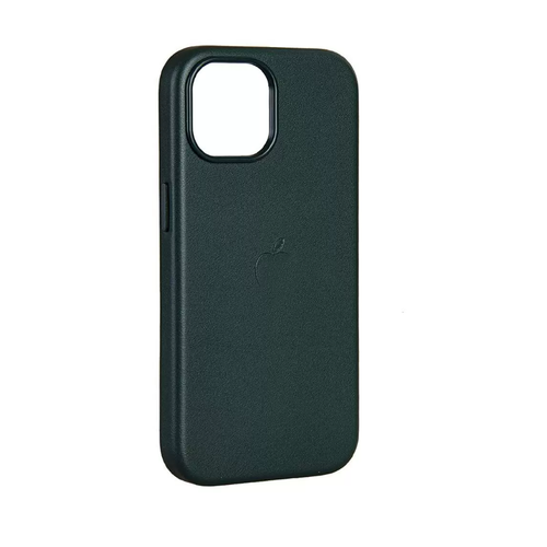 Чехол-накладка кожаный Leather Case с MagSafe на iPhone 15 - зеленый