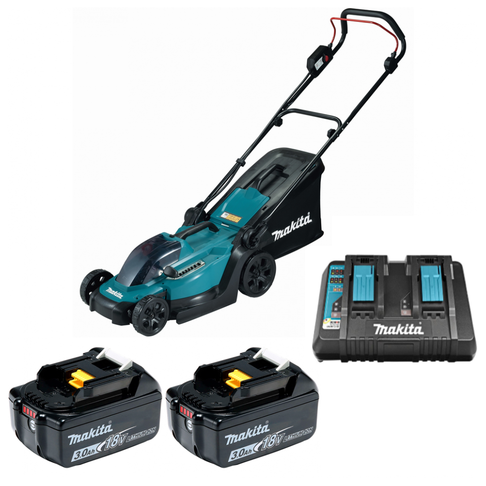 Аккумуляторная газонокосилка Makita DLM330PF2 18V 2x3.0Ah DC18RD Li-Ion