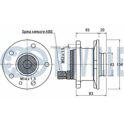 RUVILLE 221319 Подшипник-ступица зад. VOLVO S60, S80, V70, XC60 08=>