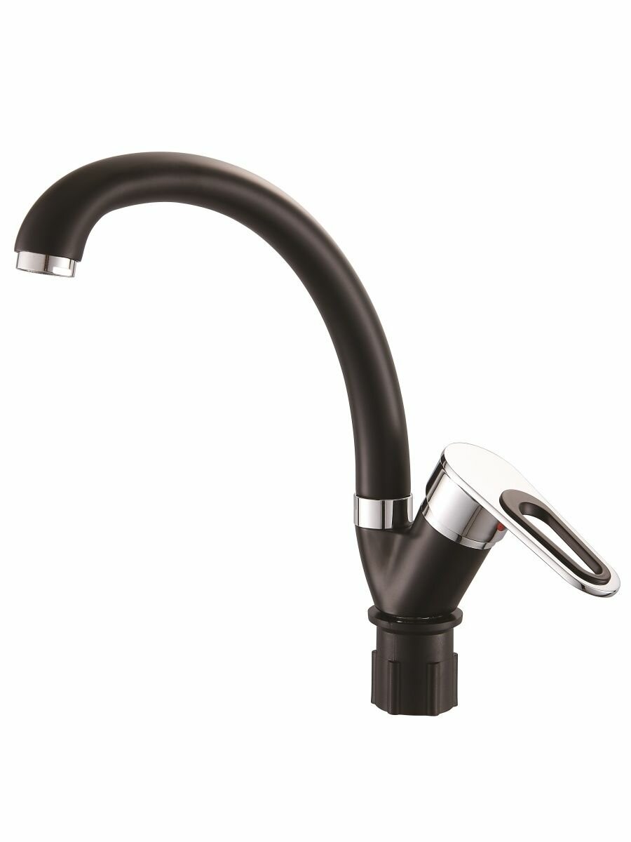 фото Смеситель для кухни на раковину высокий поворотный излив