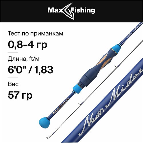 спиннинг для рыбалки maximus neon midori 602xul 0 8 4гр 183 см для ловли форели микродижга и рокфишинга удилище спиннинговое ультралайт Спиннинг для рыбалки Maximus Neon Midori 602XUL 0,8-4гр, 183 см, для ловли форели, микродижга и рокфишинга / удилище спиннинговое, ультралайт