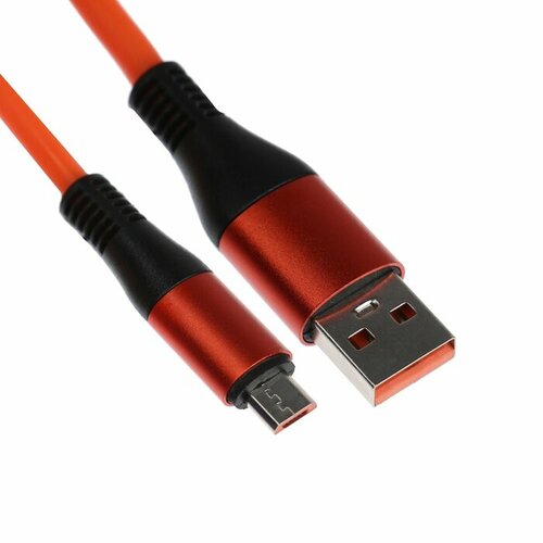 Кабель MicroUSB - USB, 2.4 A, оплётка TPE, утолщенный, 1 метр, оранжевый кабель lightning usb 5 a оплётка tpe утолщенный 1 метр оранжевый