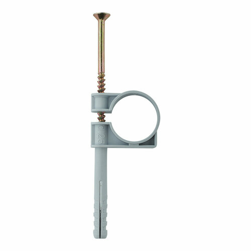 Хомут сантехнический 25-27 мм пластик с дюбелем для крепления трубы 5 шт 1046₽