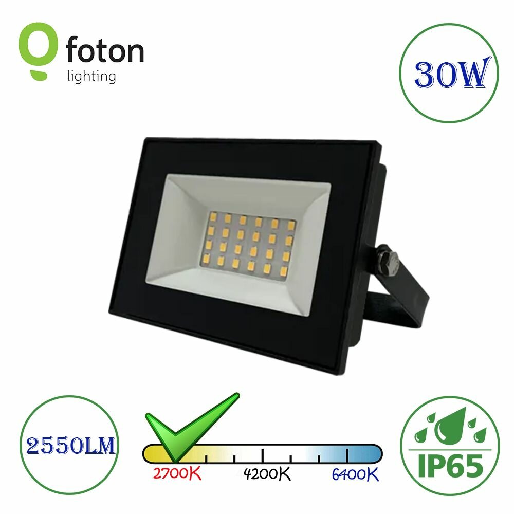 Светодиодный прожектор Чёрный FL-LED Light-PAD Foton Lighting 30W 2700K IP65 2550Lm