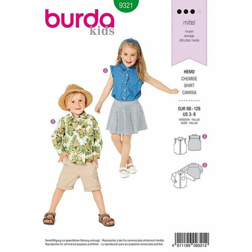 Выкройка Burda 9321 Блузка, рубашка