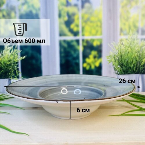 Блюдцатарелка для подачи цвет серый объем 600 мл диаметр 26 см высота 6 см 1625₽