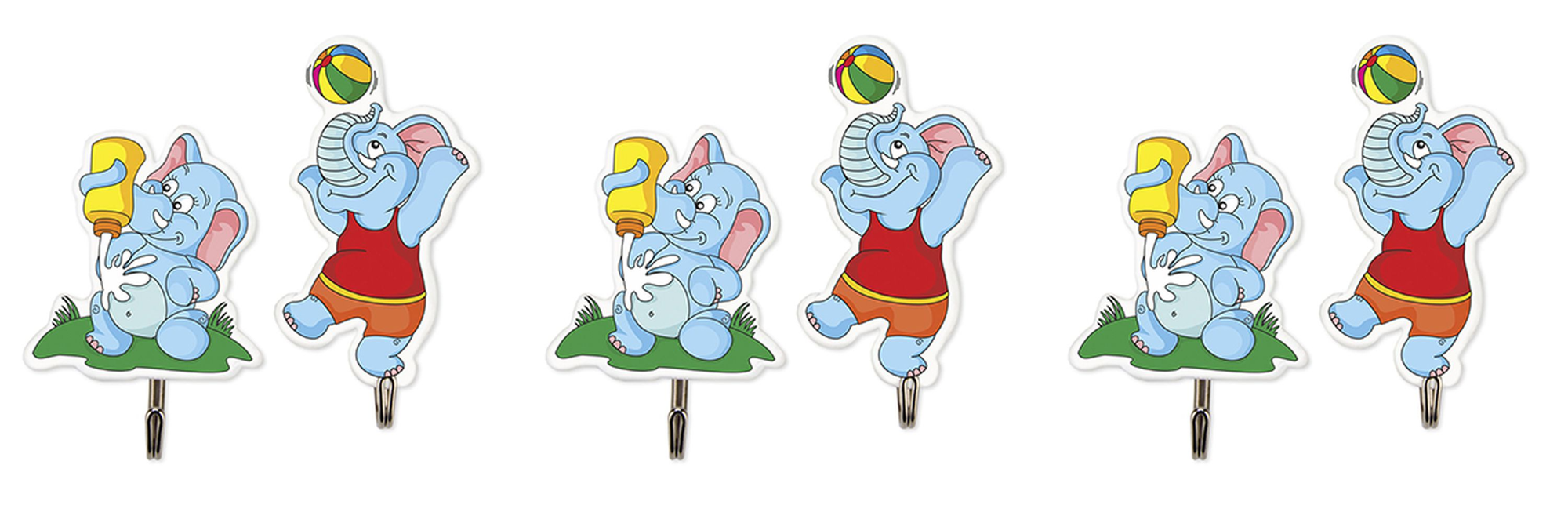 Qlux Набор крючков Мультяшки, в ассортименте, 2 шт, 3 упаковки