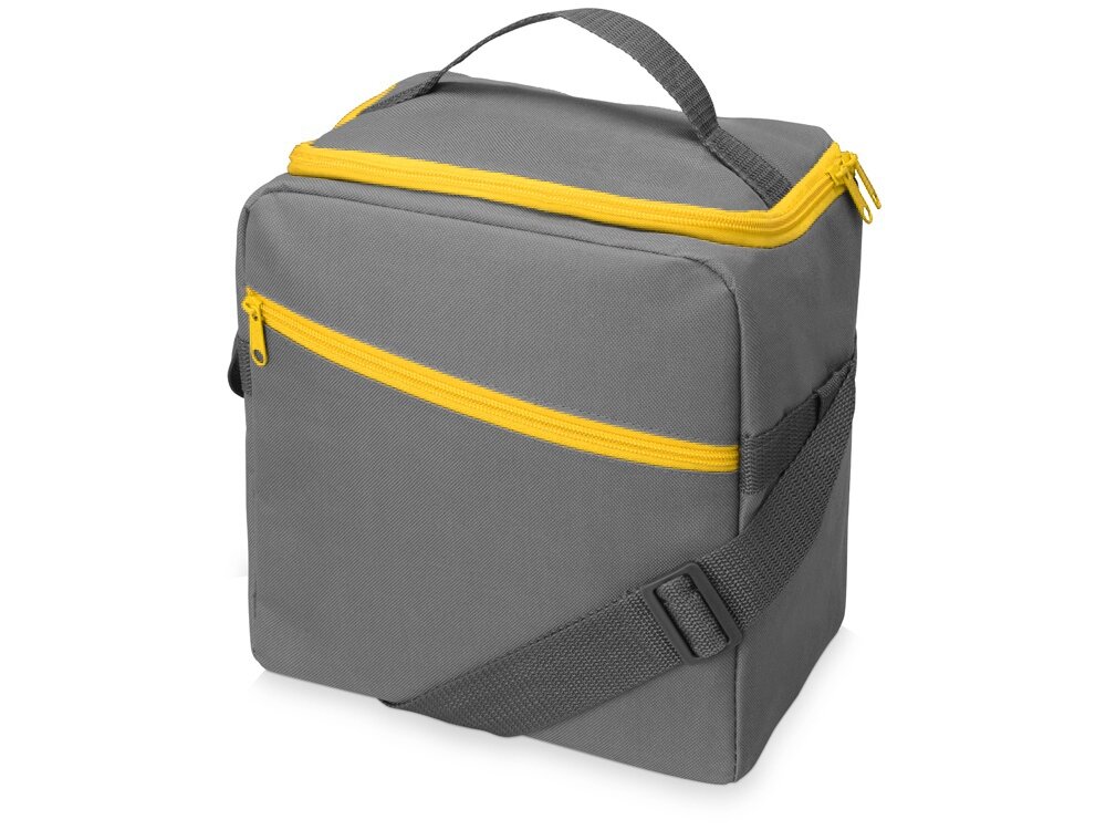 Изотермическая сумка-холодильник "Classic" c контрастной молнией, цвет серый/желтый