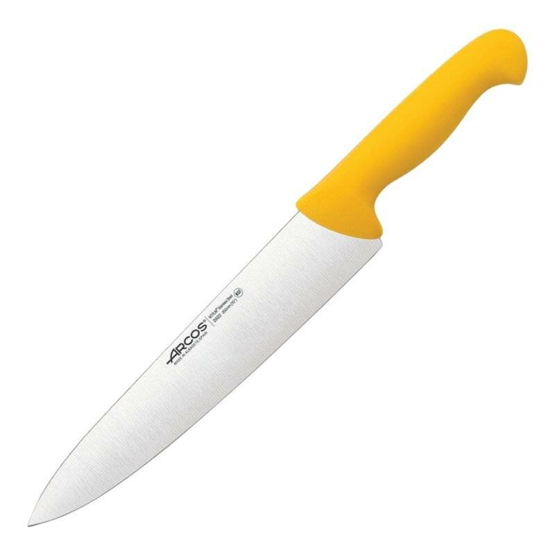 Нож кухонный поварской 25 см рукоять - желтая 2900