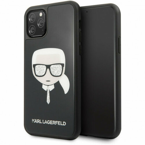 Чехол CG Mobile Karl Lagerfeld Double Layer Karl's Head Hard Glass для iPhone 11 Pro, цвет Черный (KLHCN58DLHBK)