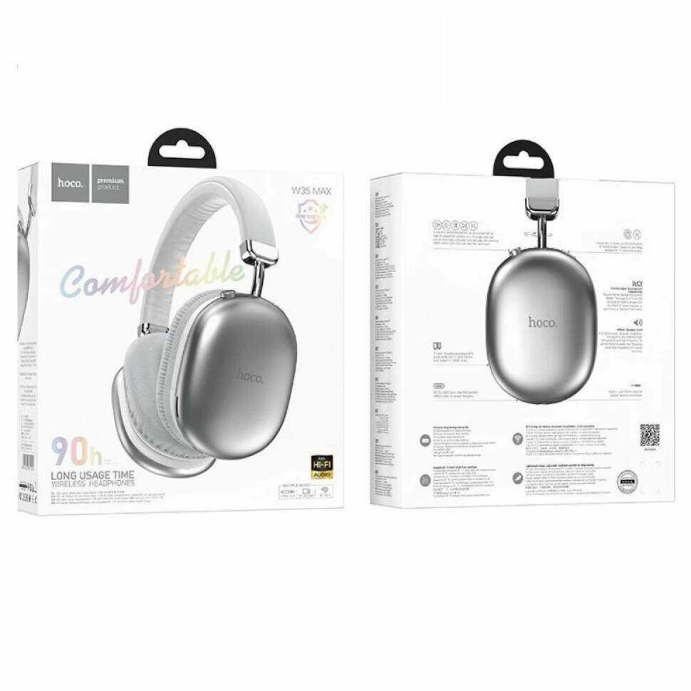 Стереонаушники Bluetooth полноразмерные Hoco W35 Max V5.3/45ч серебристые