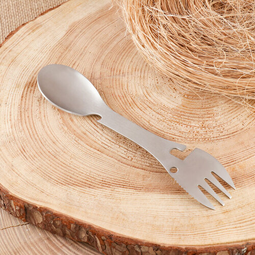 Многофункциональный прибор Вилка-ложка туристический серебряный 572₽