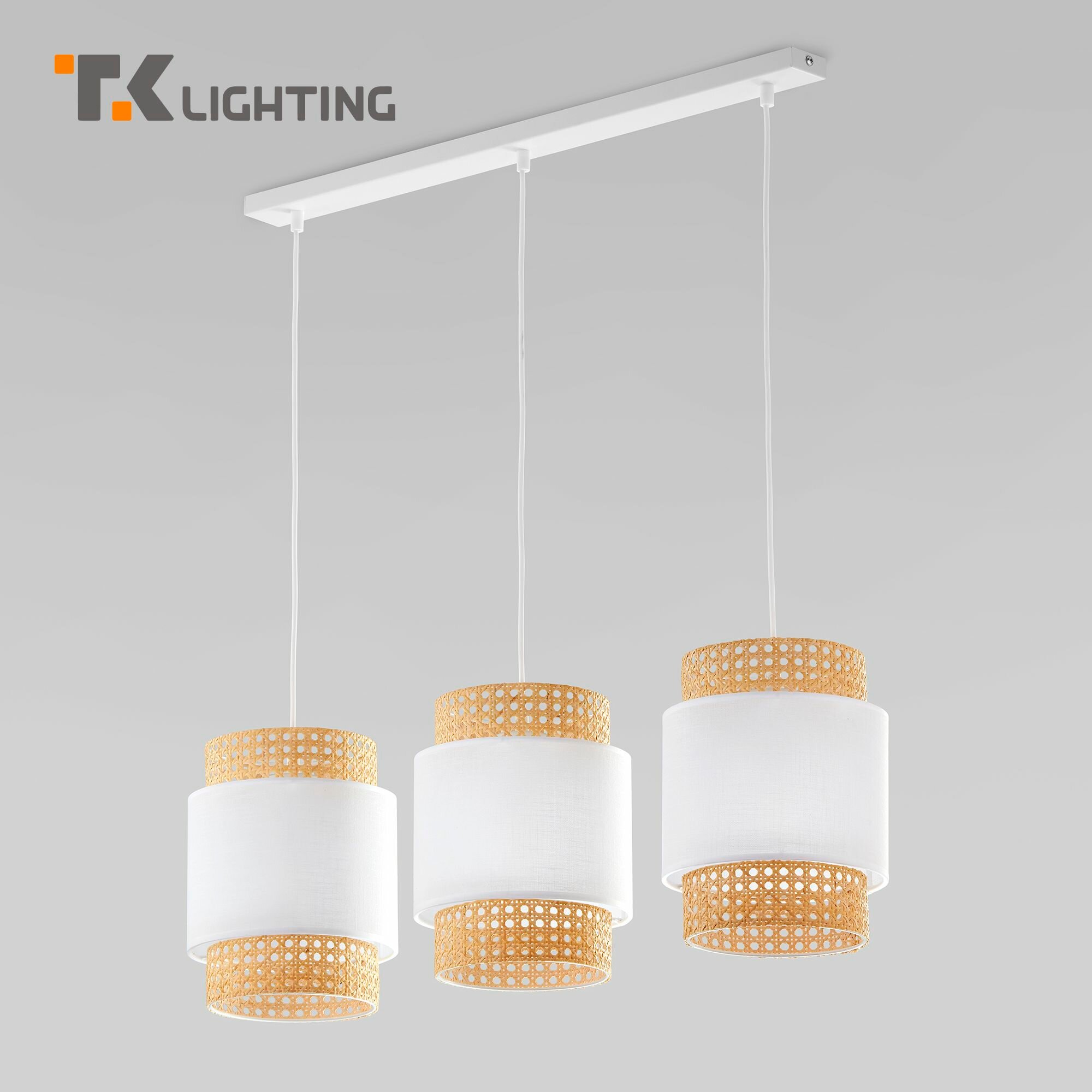 Подвесной светильник TK Lighting 6531 Boho White, цвет бежевый / белый, 3 плафона, IP20