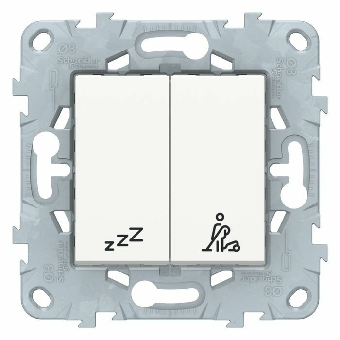Выключатель 2-клавишный кнопочный Schneider Electric UNICA NEW, скрытый монтаж, белый, NU521718