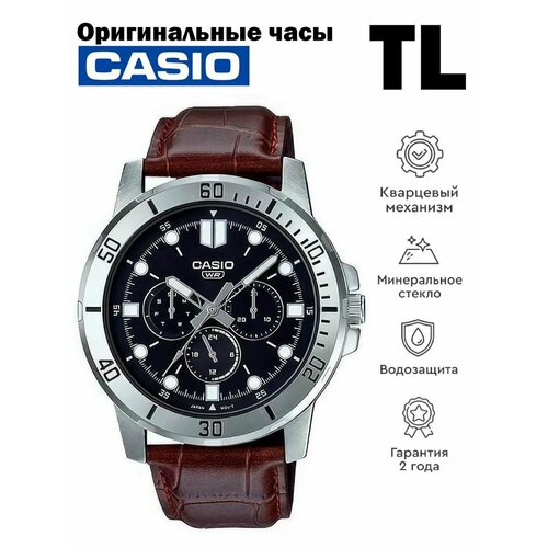 наручные часы casio collection mtp vd300l 1e коричневый серебряный Наручные часы CASIO, черный