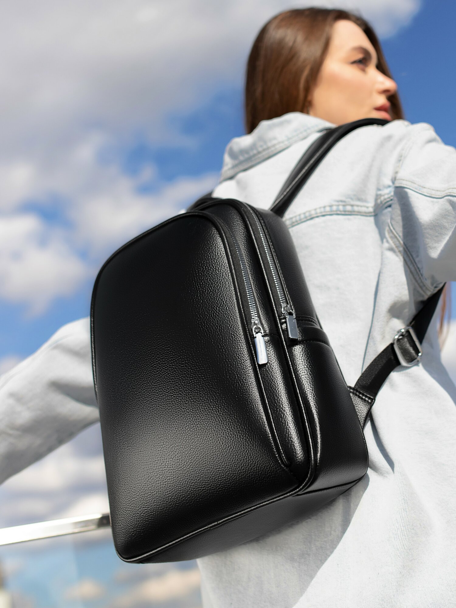 фото Рюкзак женский повседневный, кожаный, городской