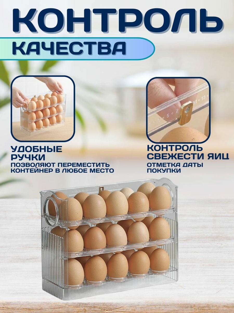 Контейнер для яиц ЮсExpress, пластик, прозрачный, несколько ярусов, 1 шт — фото 1