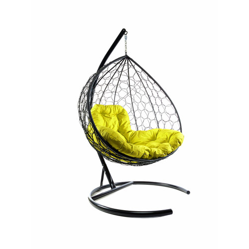 Подвесное кресло M-group XL с ротангом чёрное жёлтая подушка подвесное кресло с ротангом для компании чёрное серая подушка