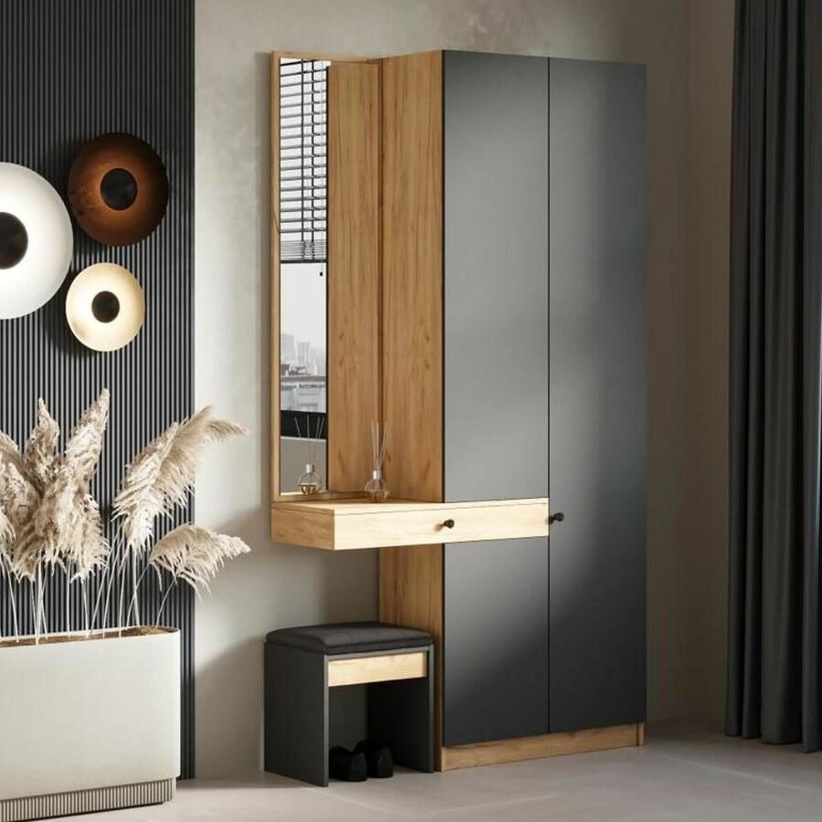 фото Прихожая Статус 1,2 м Дуб крафт/графит серый