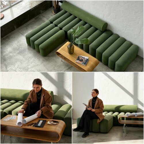 Угловой модульный дизайнерский диван Accordion 260х90х70, с выбором оттенка