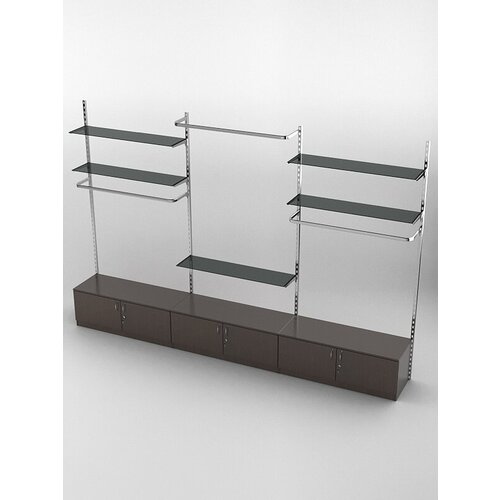 Настенная торговая система Global 12 3600мм с тумбами Т-15 Дуб Венге 360 x 45 x 2395 см 67426₽