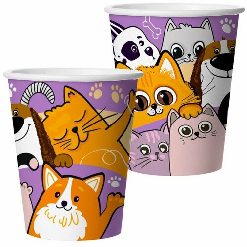 Стаканы 250 мл Кошечки Собачки 6 шт 248₽