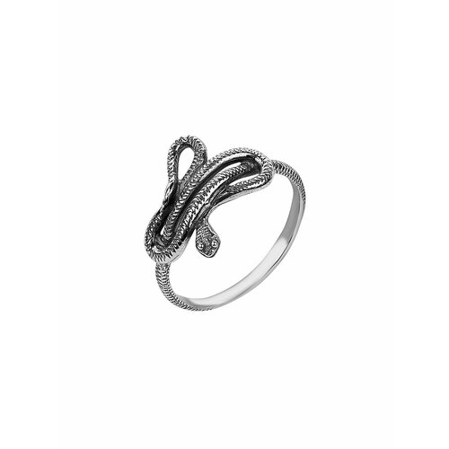 Кольцо Самородок Уж, серебро, 925 проба, чернение, размер 16, серебряный кольцо самородок талисман с нефритом серебро 925 16 0