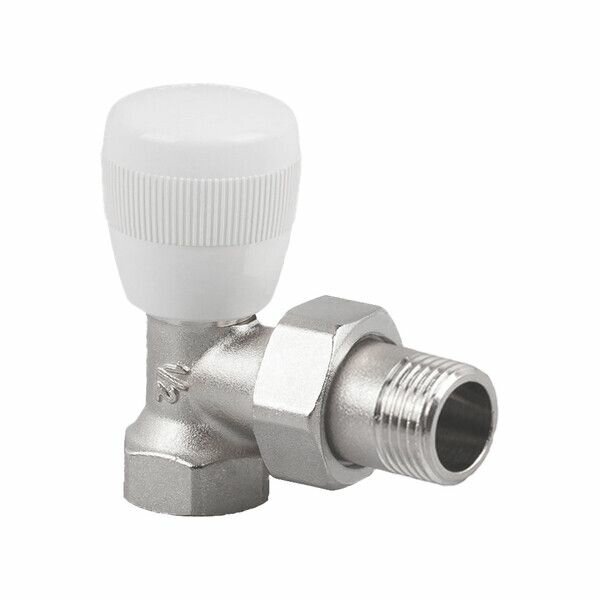 Клапан (вентиль) регулирующий ручной угловой SR Rubinetterie Universal (A525-1500N000) 1/2 ВР(г) х 1/2 НР(ш) для радиатора никелированный