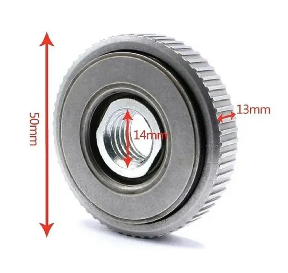 Гайка для ушм быстрозажимная самозатягивающаяся зажимная м14 планшайба для зажима диска на болгарку 125-230мм быстросъёмная прижимная шайба без ключа