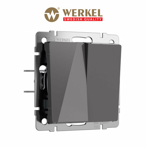 фото Выключатель двухклавишный werkel w1120044 графит акрил ip20