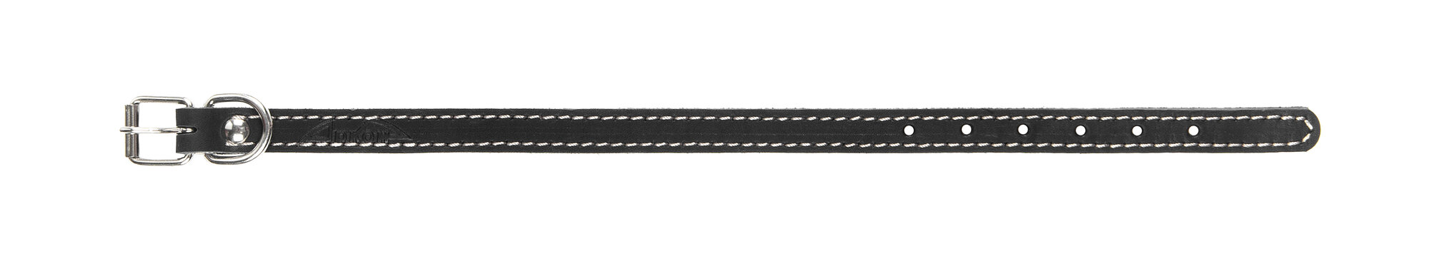 Ошейник аркон кожаный для собак с подкладом, декоративная строчка, черный (21-29 см/14 мм)