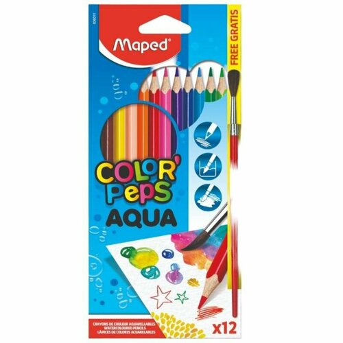 карандаши цветные 18 цв корпус трехгранный точилка набор Карандаши акварельные 12цв/наб.